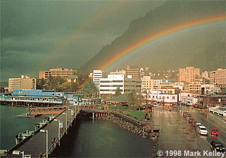 Rainbow arches over downtown, Juneau, Alaska  – Image 2025