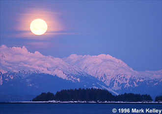 Full moon over Chilkat Mountains and Favorite Channel  – Image 2093