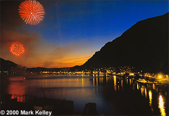 July 4th, 2000 fireworks over Gastineau Channel, Juneau, Alaska  – Image 2112
