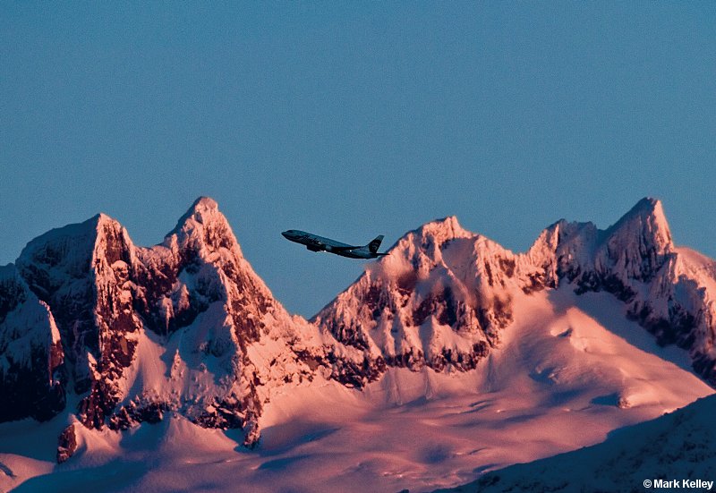 Alaska Airlines Jet, Mendenhall Towers, Juneau, Alaska  – Image 2942