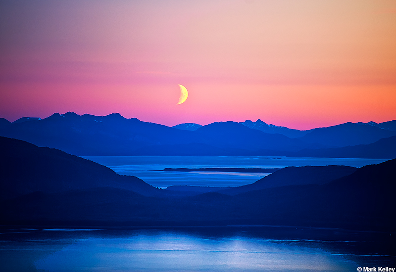 Setting Moon, Icy Strait, Alaska-Image #2936