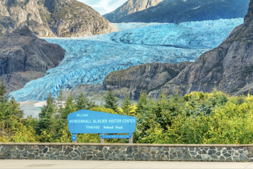 Mendenhall Glacier Sign - Juneau, Alaska - Postcard PC2332