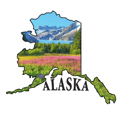 Mendenhall Glacier Flowers - State of Alaska Photo Sticker