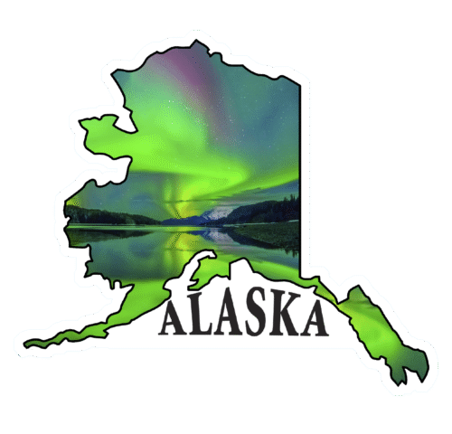 Aurora Borealis - State of Alaska Photo Sticker