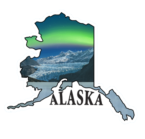 Mendenhall Glacier Aurora - State of Alaska Photo Sticker
