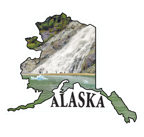 Nugget Falls at the Mendenhall Glacier - State of Alaska Photo Sticker