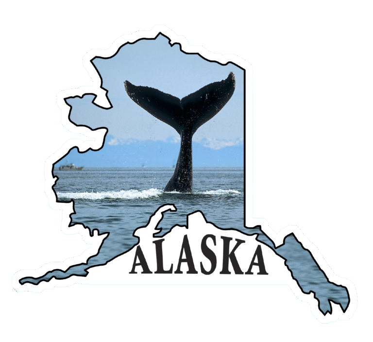 Whale Tail Sunset – State of Alaska Photo Sticker